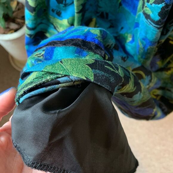 Vintage Alphorn Blue Green Floral Octoberfest Lined Box Pleats Maxi Skirt - Med - Picture 3 of 9